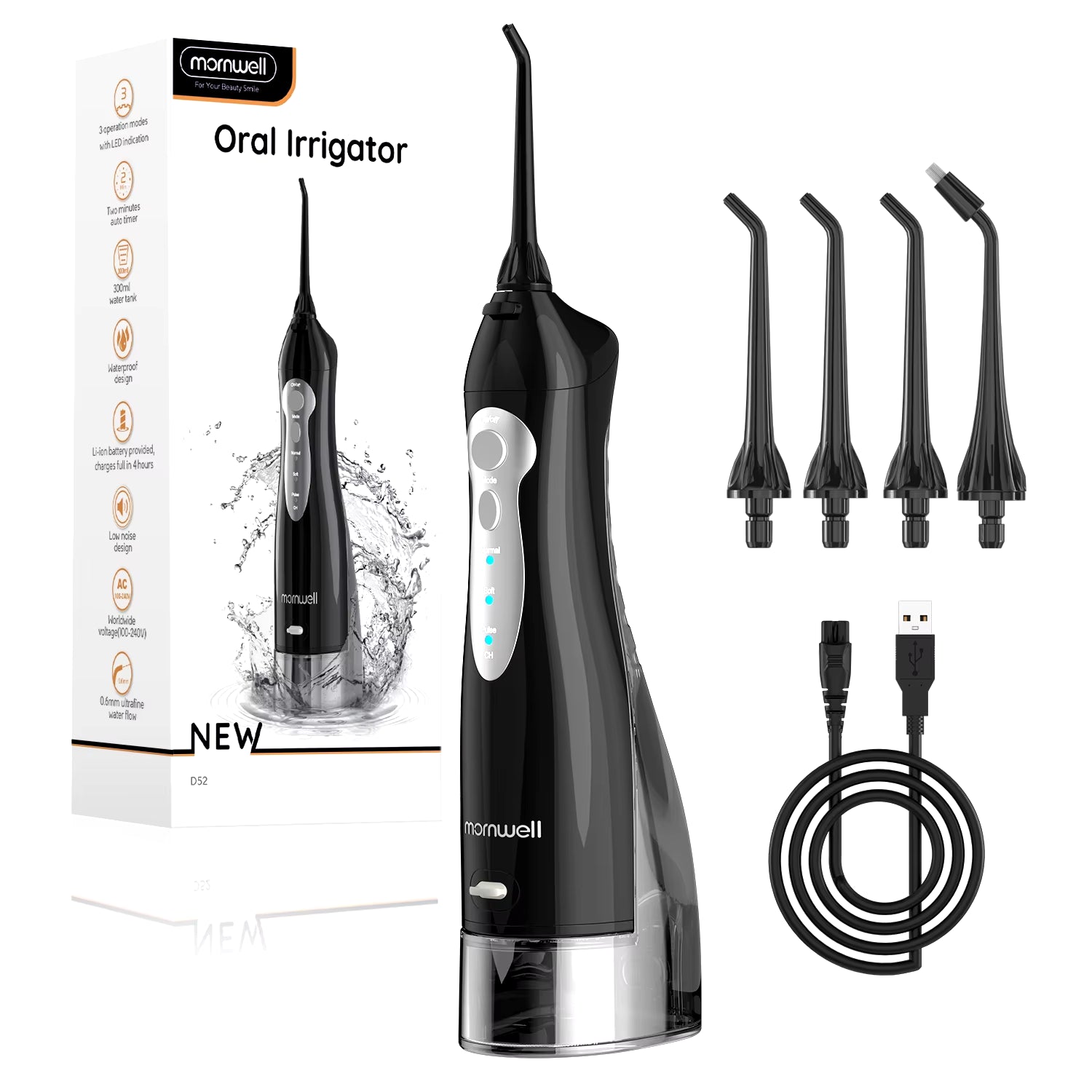 Dental Floss Portable Cordless F18 Oral Irrigator 3 Cleaning Modes Waterproof Rechargeable Dental Cleaner 4 Nozzles Clean Gums