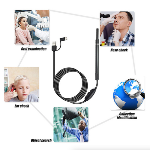 HD LED Ear Endoscope Otoscope Camera Wax Pick Cleaning Tool Cleaner