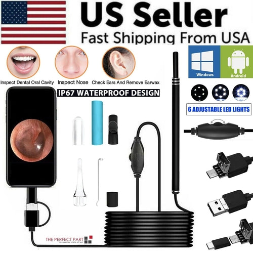 HD LED Ear Endoscope Otoscope Camera Wax Pick Cleaning Tool Cleaner