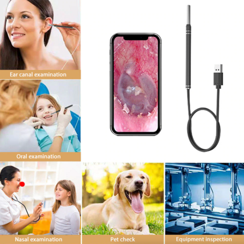 HD LED Ear Endoscope Otoscope Camera Wax Pick Cleaning Tool Cleaner