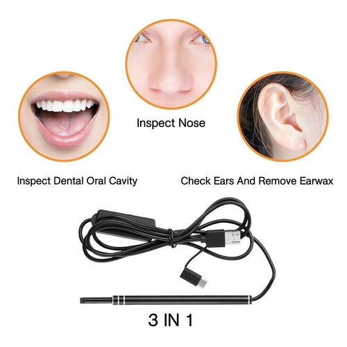 HD LED Ear Endoscope Otoscope Camera Wax Pick Cleaning Tool Cleaner