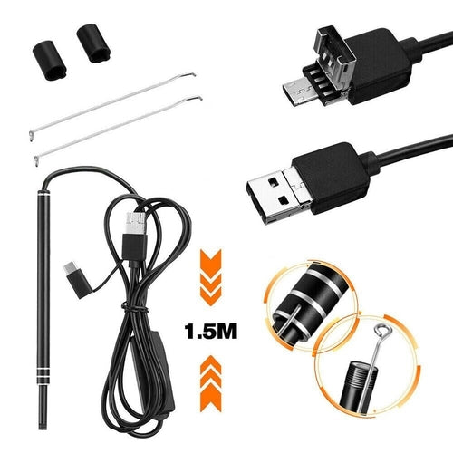 HD LED Ear Endoscope Otoscope Camera Wax Pick Cleaning Tool Cleaner
