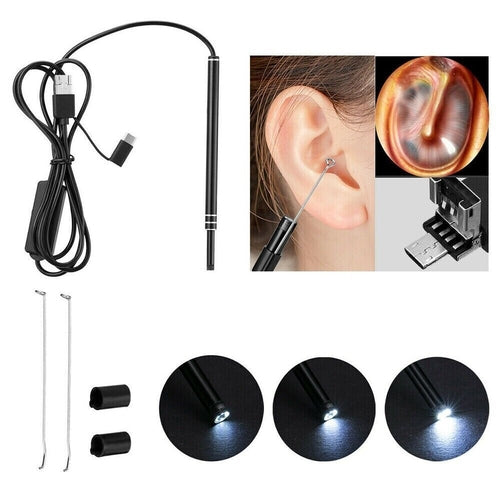 HD LED Ear Endoscope Otoscope Camera Wax Pick Cleaning Tool Cleaner